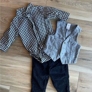 Carter's Gray Vest with Plaid Accent